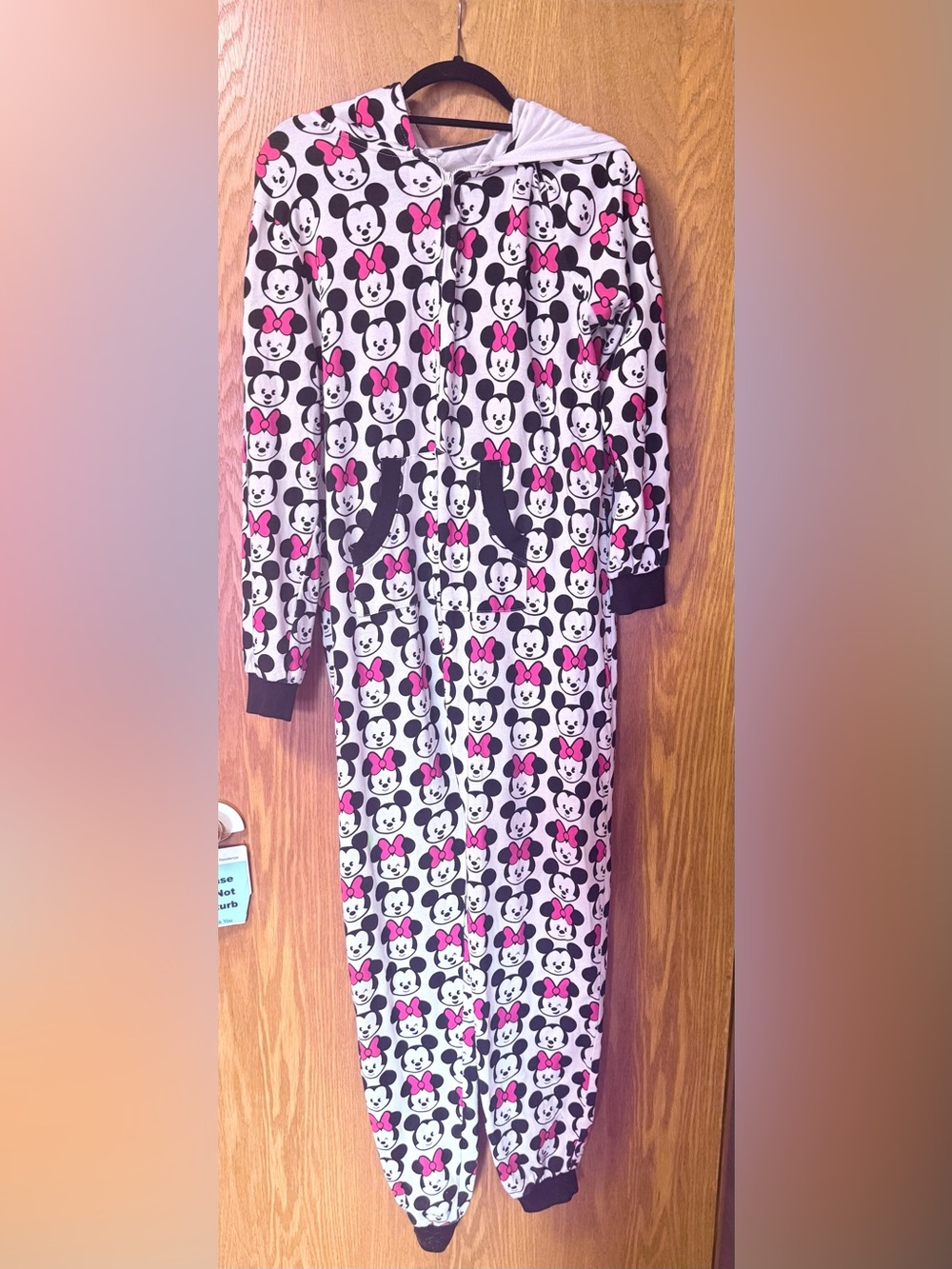 Disney Women's Minnie Mouse Print Jumpsuit pinkish red & Black/white size L